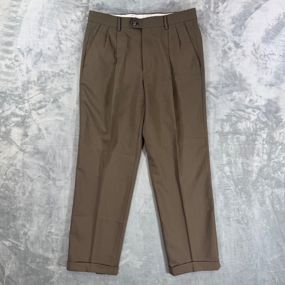 Pronto Uomo Pleated Dress Pants Men's Size 32x30 Brown Wool